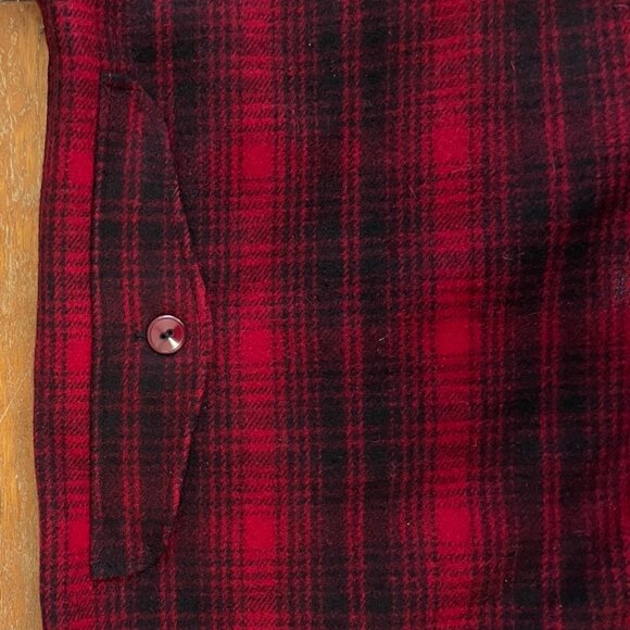 Vintage Mens Plaid Wool Coat Size Small 80s Red/Black Heavy Winter Chore Jacket - Picture 4 of 7